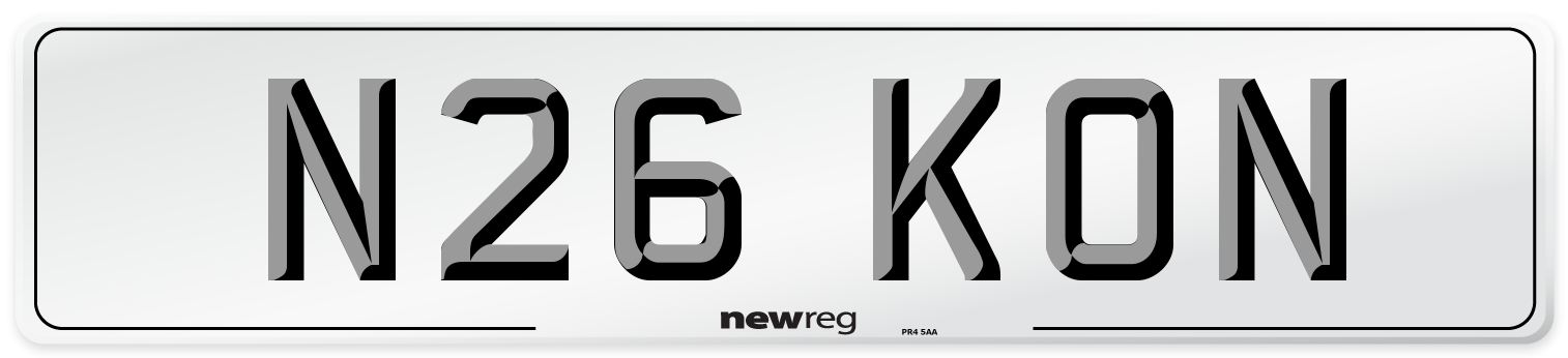 N26 KON Number Plate from New Reg